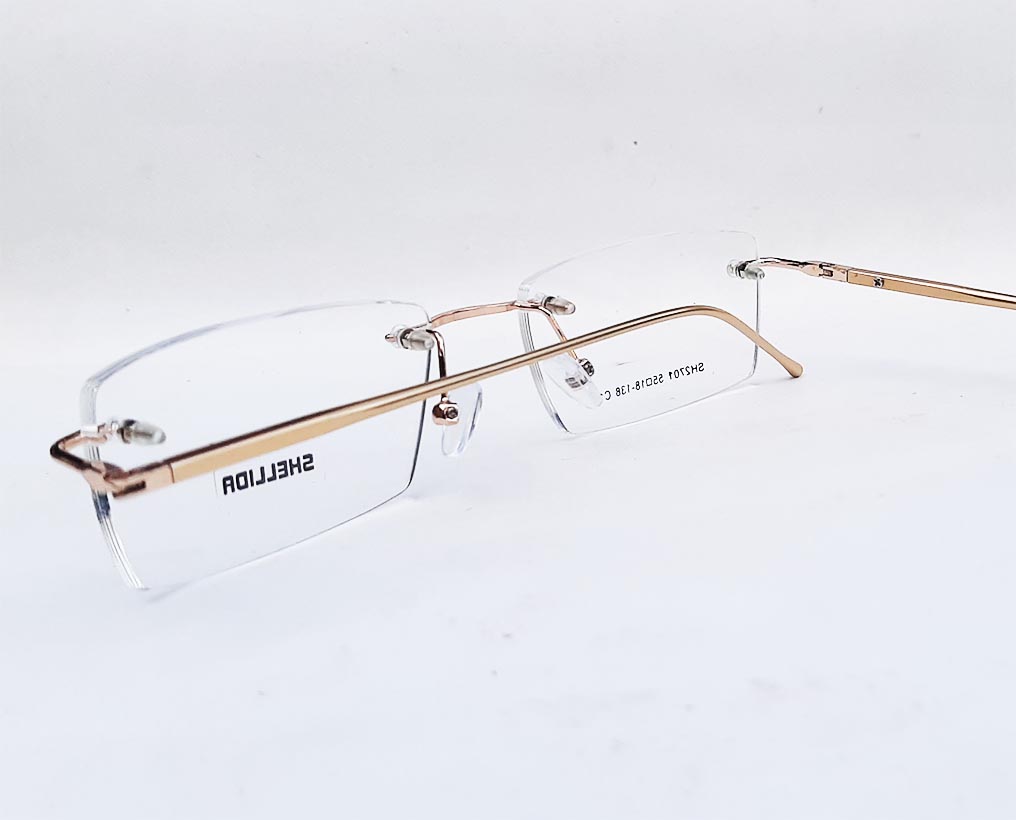 Armação de Óculos de grau sem aro Balgriff Dourado Alumínio Retangular 5122