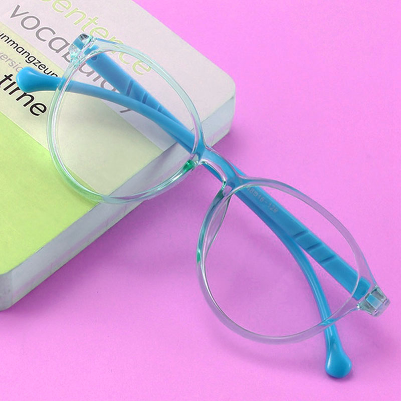 Armação de Óculos de Grau Infantil Redondo Transparente Azul Flex Grilamid