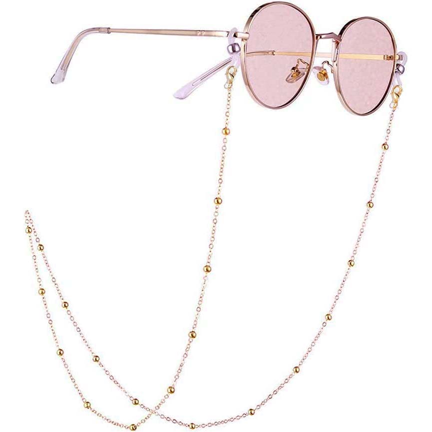 Corrente de óculos Salva Óculos Corrente com bolinhas dourada Luxo Chain segura mascara