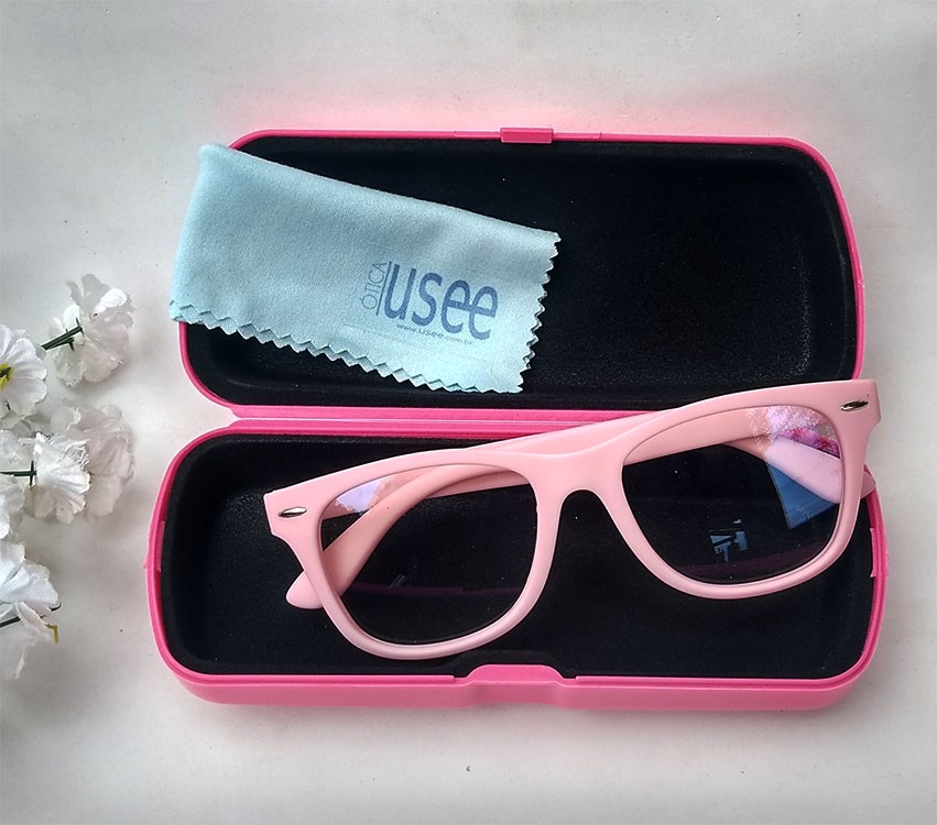 Oculos De Grau Wayfarer Infantil Inquebrável Silicone Rosa Leve Flexível Menina S886