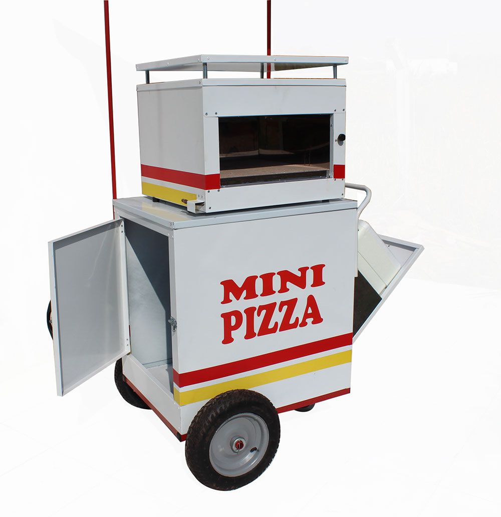 Carrinho de mini pizza rodas pneumática e com forno de alta temperatura Pipocar 42201 branca