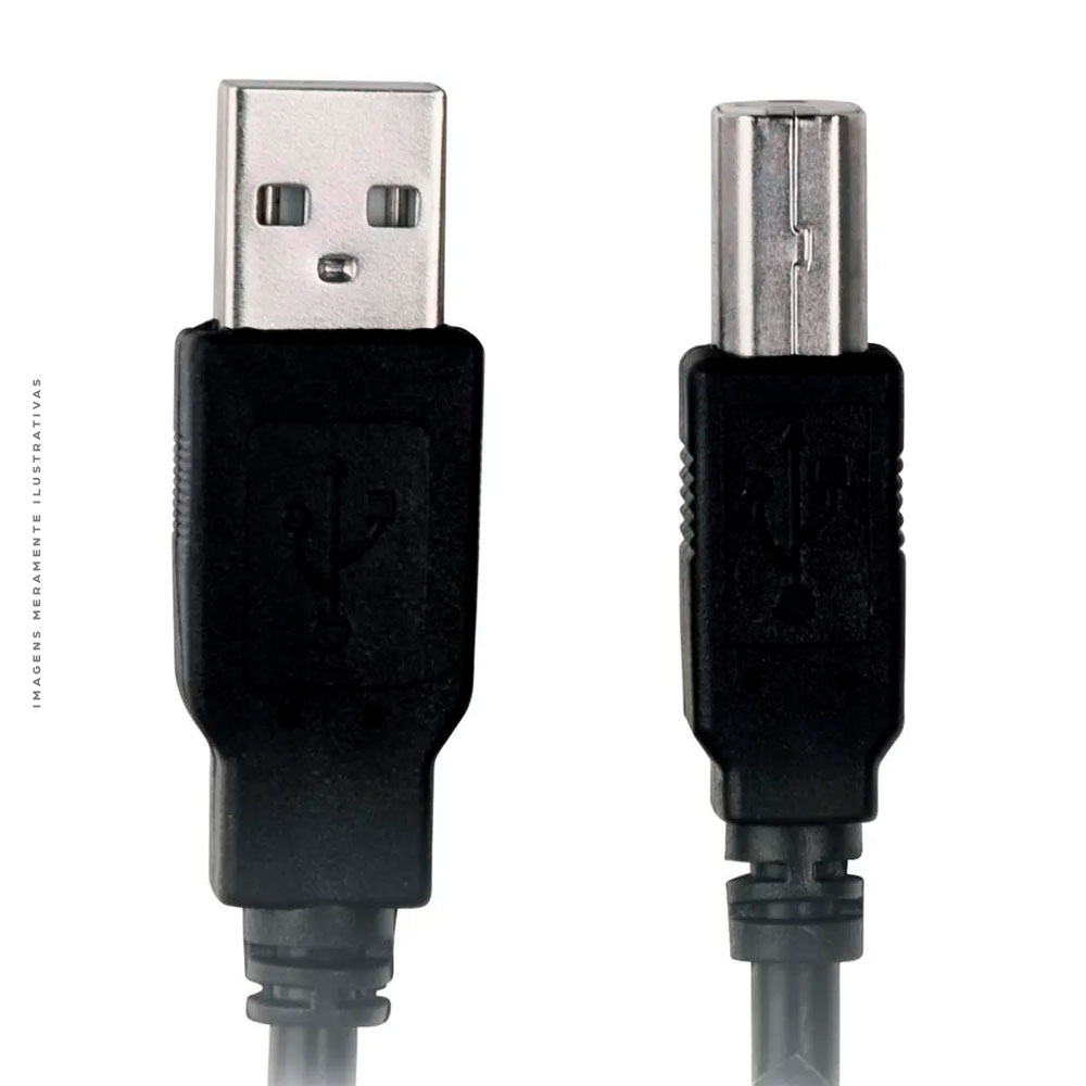 Cabo PlusCable para Impressora AM/BM, USB 2.0 A Macho x B Macho, 1.8 Metros - PC-USB1801