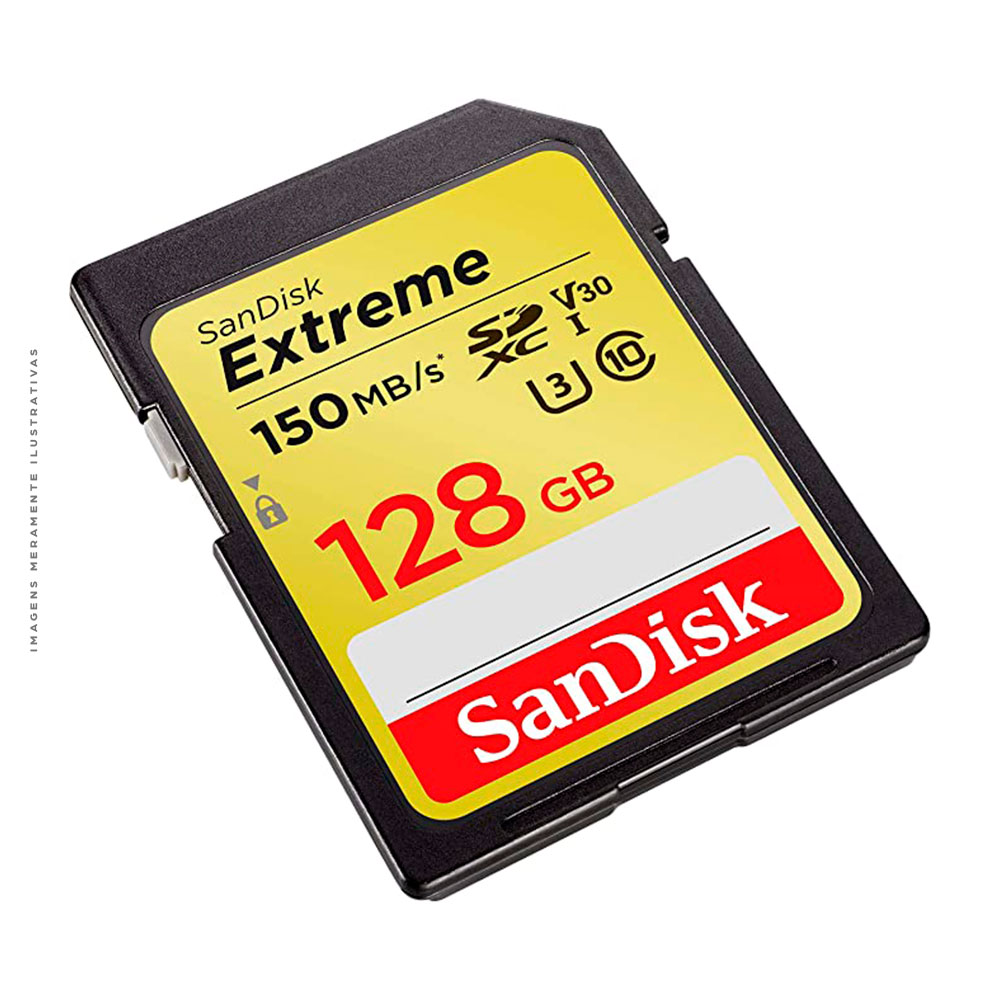 Cartão SanDisk 128GB Extreme SDXC UHS-I - C10, U3, V30, 4K UHD, cartão SD - SDSDXV5-128G-GNCIN