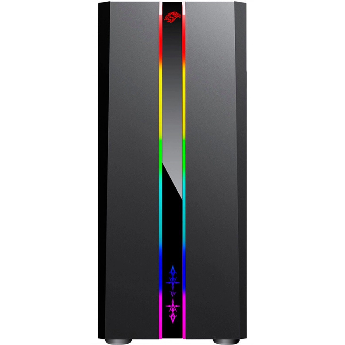 Gabinete Gamer K-mex Odyssey RGB, Mid Tower, Lateral de Acrílico, Black, Sem Fonte, Sem Fan, CG-04RD