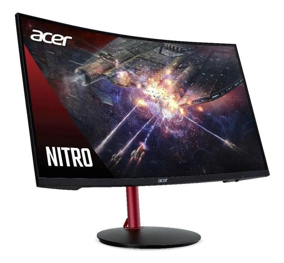Monitor Gamer Acer Nitro LCD VA, 31.5", Curvo, Full HD, HDMI/DisplayPort, FreeSync, 165Hz, 1ms, Altura Ajustável, Preto/Vermelho - XZ322Q P