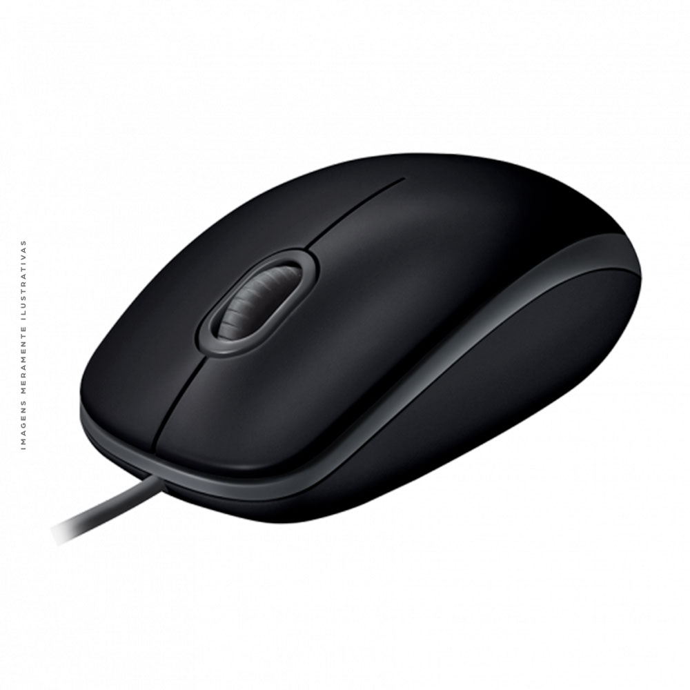 Mouse com fio USB Logitech M110 com Clique Silencioso, Design Ambidestro e Facilidade Plug and Play, Preto - 910-005493