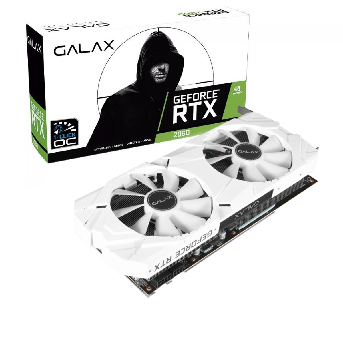 Placa de Vídeo Galax, Geforce RTX 2060 Plus Ex White Dual (1-Click OC), 6GB, GDDR6, 192Bit - 26NRL7MPX6AZ