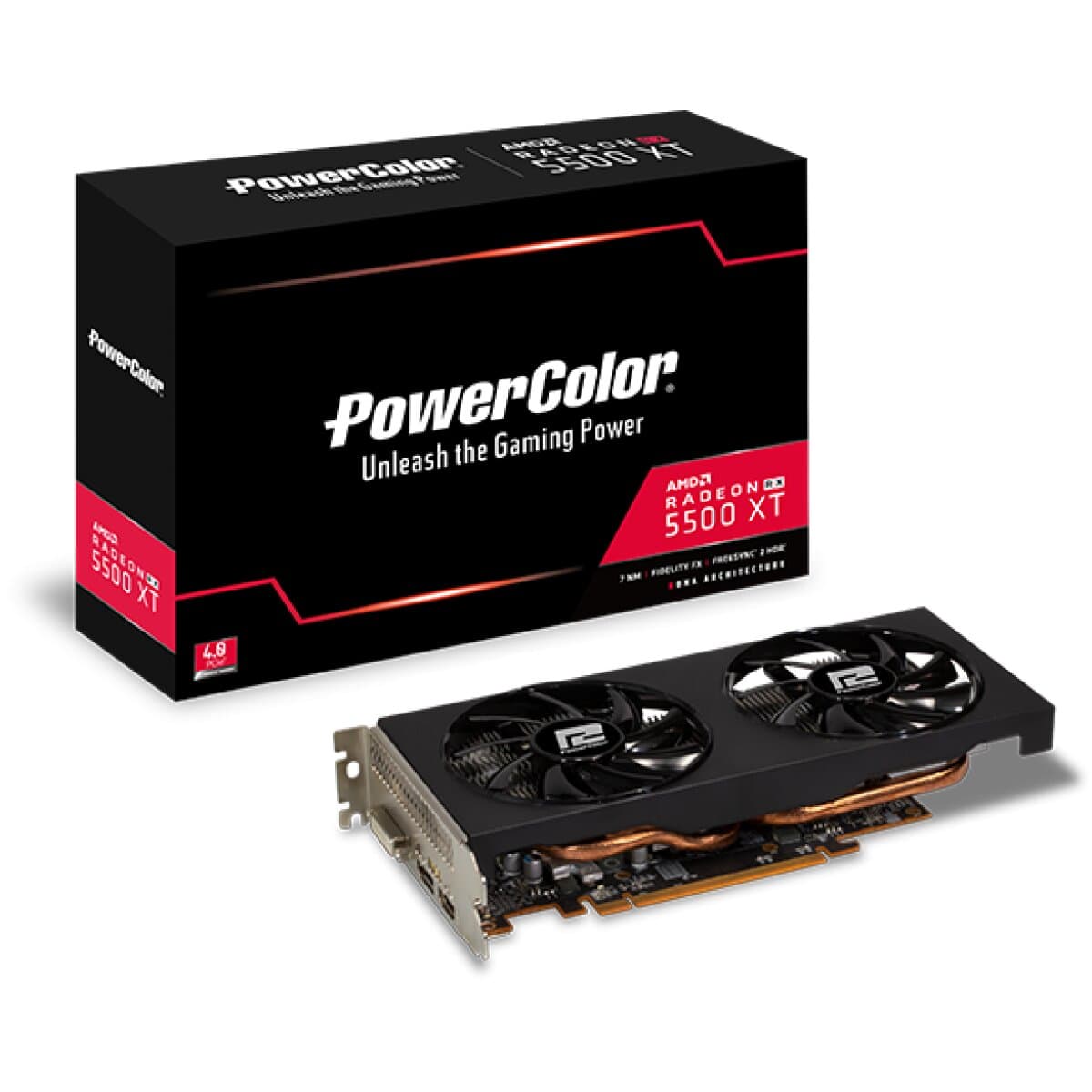 Placa de Vídeo PowerColor Radeon Navi RX 5500 XT, Dual Fan, 4GB GDDR6, 128Bit - AXRX 5500XT 4GBD6-DH / OC