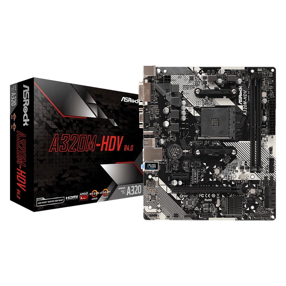 Placa Mãe ASRock A320M-HDV R4.0, AMD AM4, Micro ATX, DDR4 - 90-MXB9LO-A0UAYZ