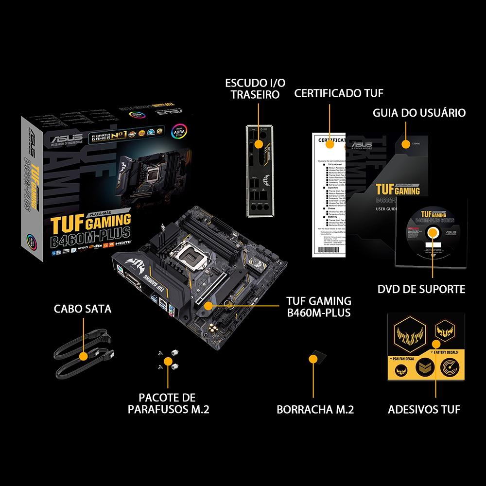 Placa Mãe Asus TUF Gaming B460M-Plus, Intel LGA1200, mATX - 90MB1450-C1BAY0