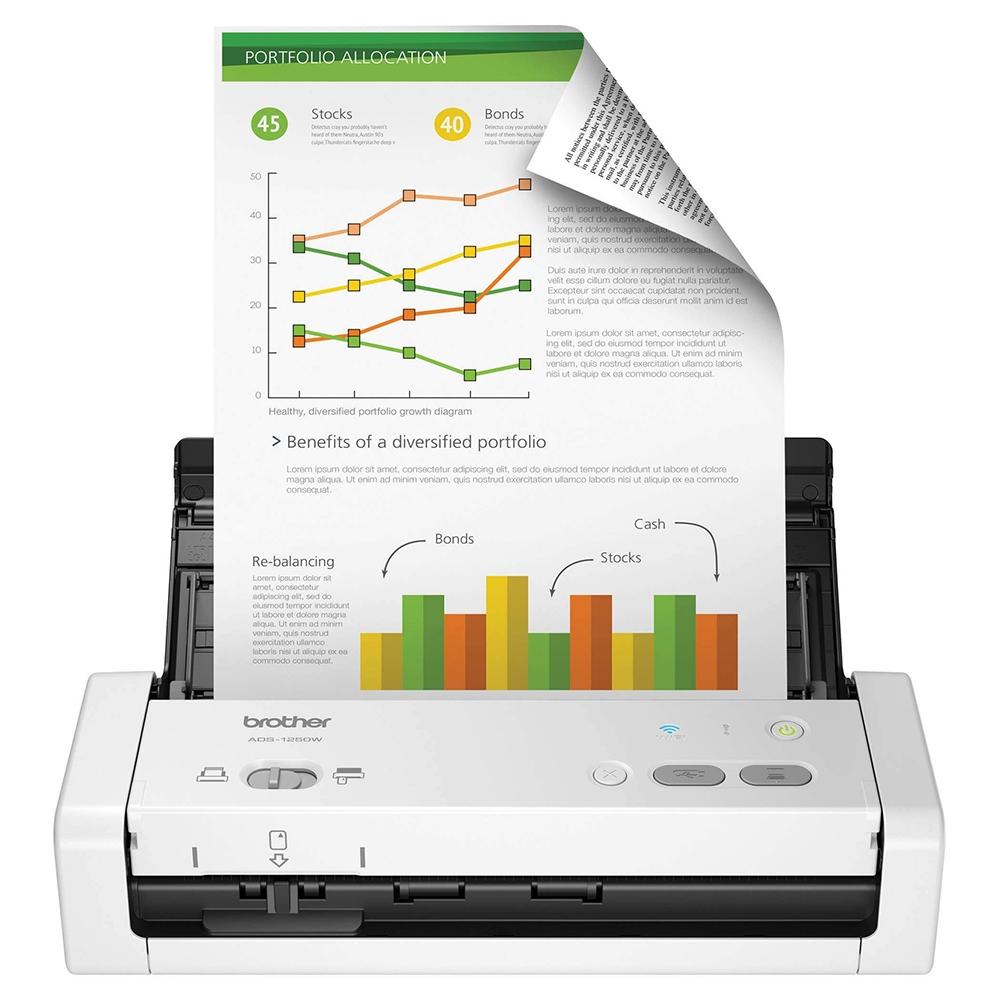 Scanner Portátil Brother USB, Wi-Fi - ADS-1250W