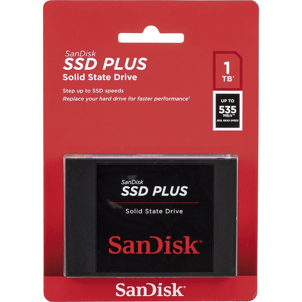SSD SanDisk Plus, 1TB, SATA, Leitura 535MB/s, Gravação 450MB/s - SDSSDA-1T00-G26