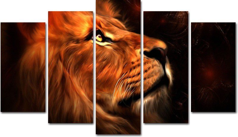 Quadro Decorativo Animal Leão Dourado Varias Peças