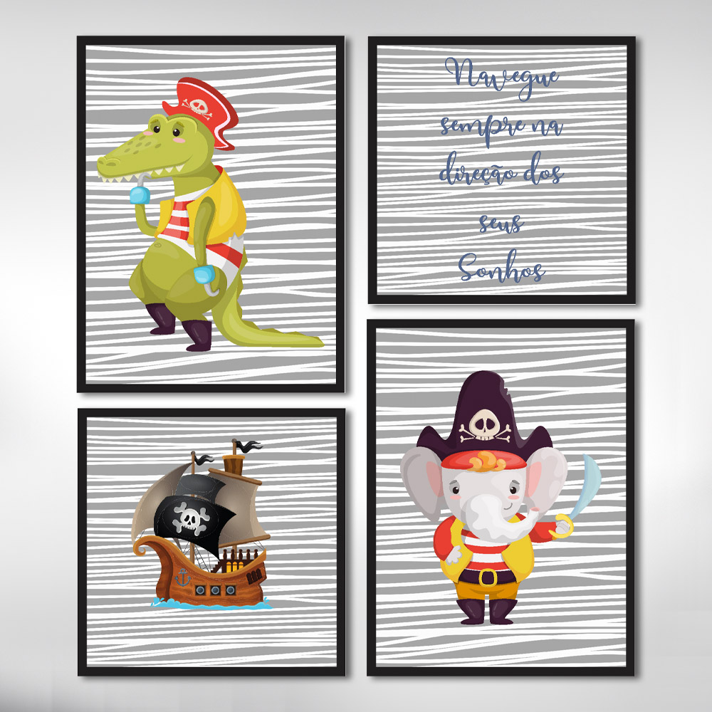 Kit Quadros Decorativos Infantil Piratas