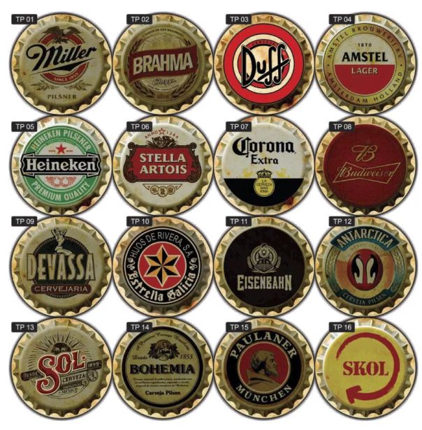 kit 10 Placas Decorativas Cervejas Bebidas Vintage Bar Retrô 36x36