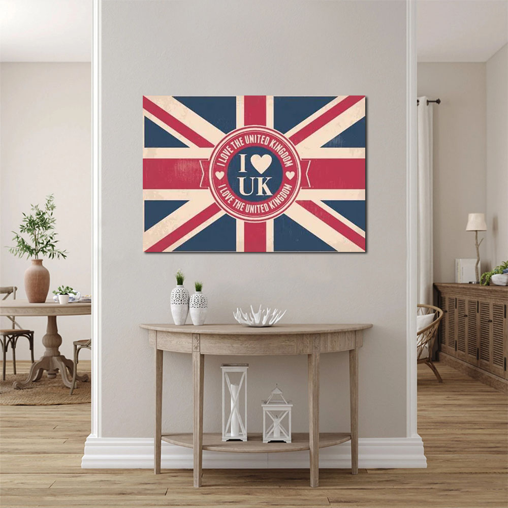 Quadro Decorativo Bandeira Da Inglaterra Com Mensagem