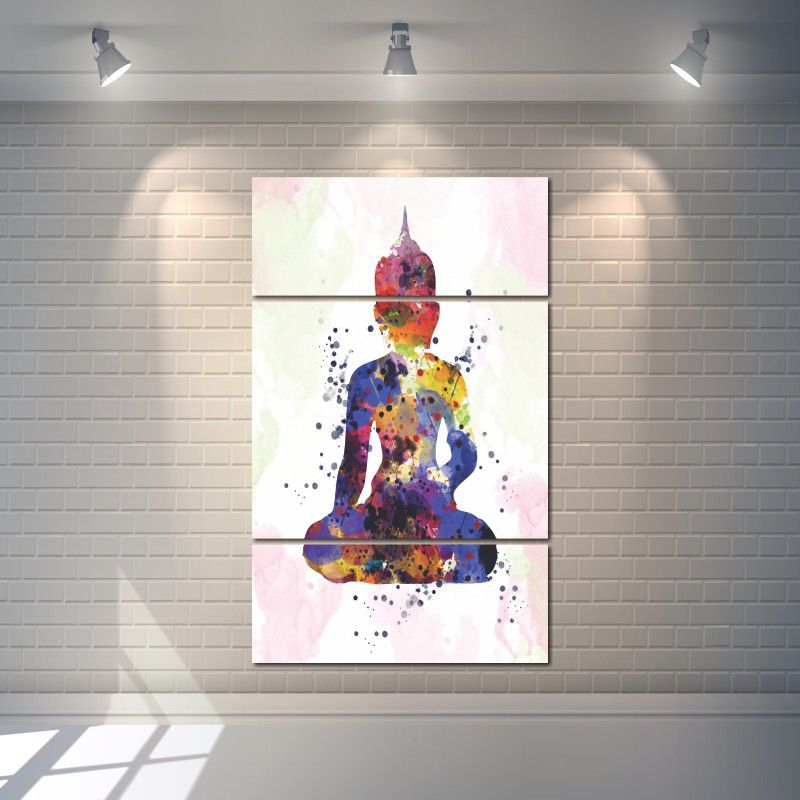 Quadro Decorativo Buda colorido 3 peças