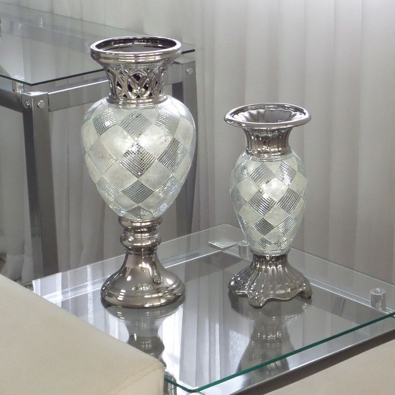 Vaso Decorativo com Detalhes em Espelhos e Madrepérola Mod.860