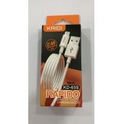 CABO MICRO USB 2.4A KAIDI KD-65S BRANCO 1M
