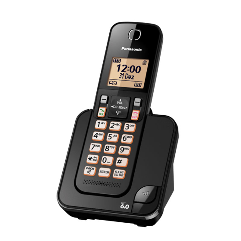 Telefone Sem Fio Panasonic KX-TGC350LBB c/ Viva Voz - Preto