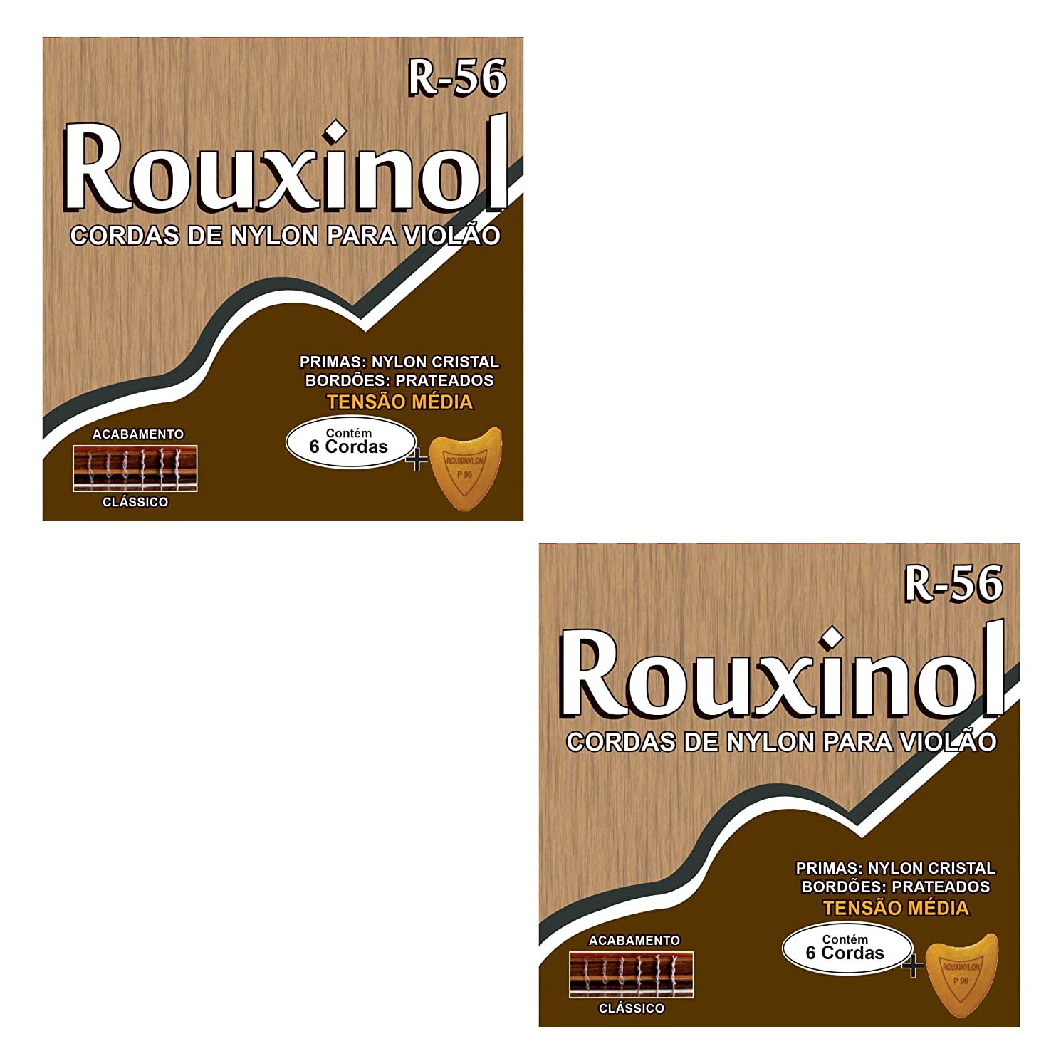 Encordoamento para Violão 6 Cordas NYLON Rouxinol R-56 - 02 Jogos