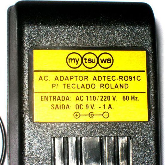 Fonte para Teclado Roland - 9VDC 1 a - Compativel AO ACI-120 - ADTEC-RO91C