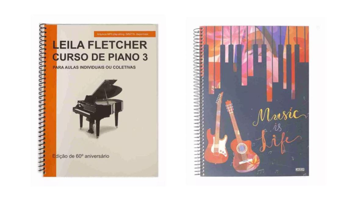 Kit Com Curso De Piano Leila Fletcher Volume 3 + Caderno De Música Com Pentagrama 40 Páginas