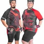 Camisa Ciclismo Plus Size Preto Vermelho Extra Grande Parcial Hanya Poker