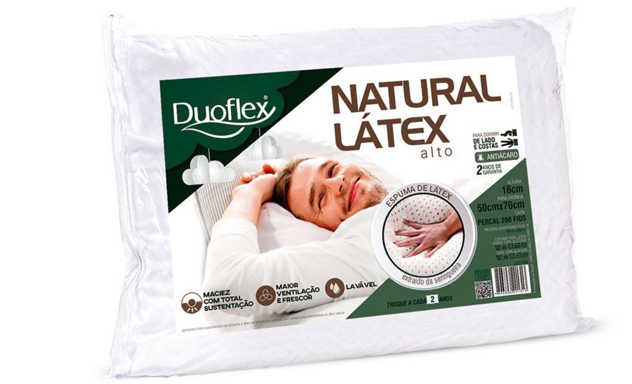 Travesseiro Natural Latex Alto Duoflex