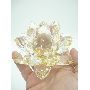 Flor De Lótus De Cristal Transparente Amarela 10cm