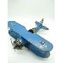Avião De Guerra Miniatura Metal Azul 30cm