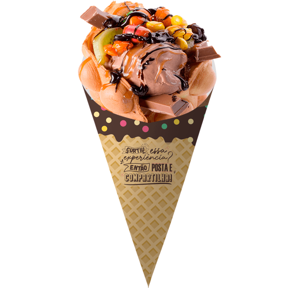 Cone | Embalagem para Bubble Waffle CHOCOLATE