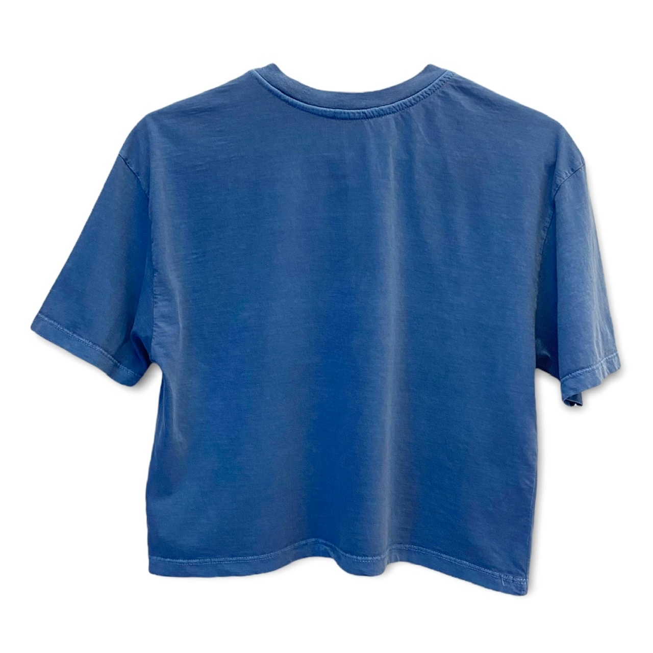 T-Shirt Cropped com bolsinho azul