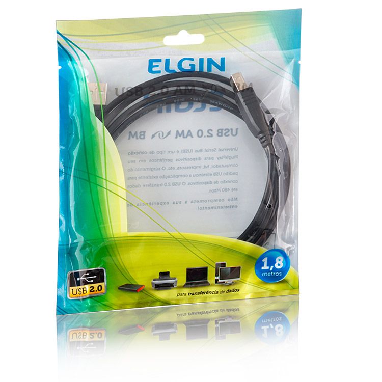 Cabo Elgin USB 2.0 AM x BM - Para o Uso em Impressoras