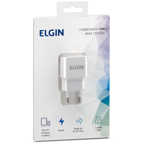 Carregador USB 1 Saída Para Tomada - Celular, Tablet - 5W – Elgin