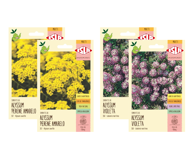 Kit Sementes de Alyssum Flor de Mel Amarelo e Violeta Isla - Foto 0