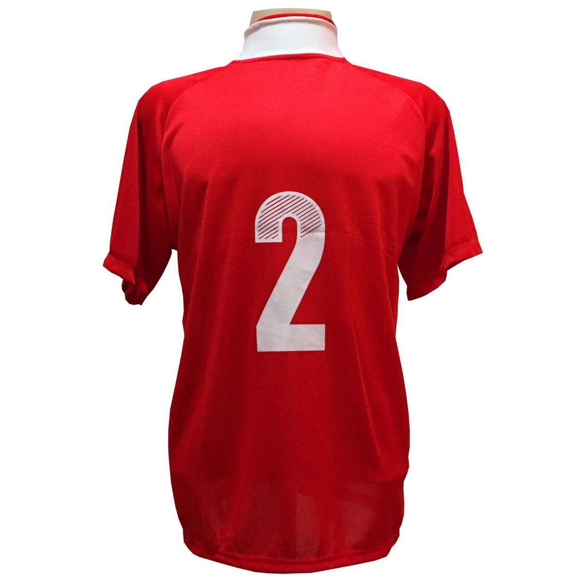 Uniforme Esportivo com 12 camisas modelo Milan Vermelho/Branco + 12 calções modelo Madrid Vermelho + Brindes