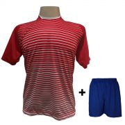 Uniforme Esportivo com 18 camisas modelo City Vermelho/Branco + 18 calções modelo Madrid Royal + Brindes