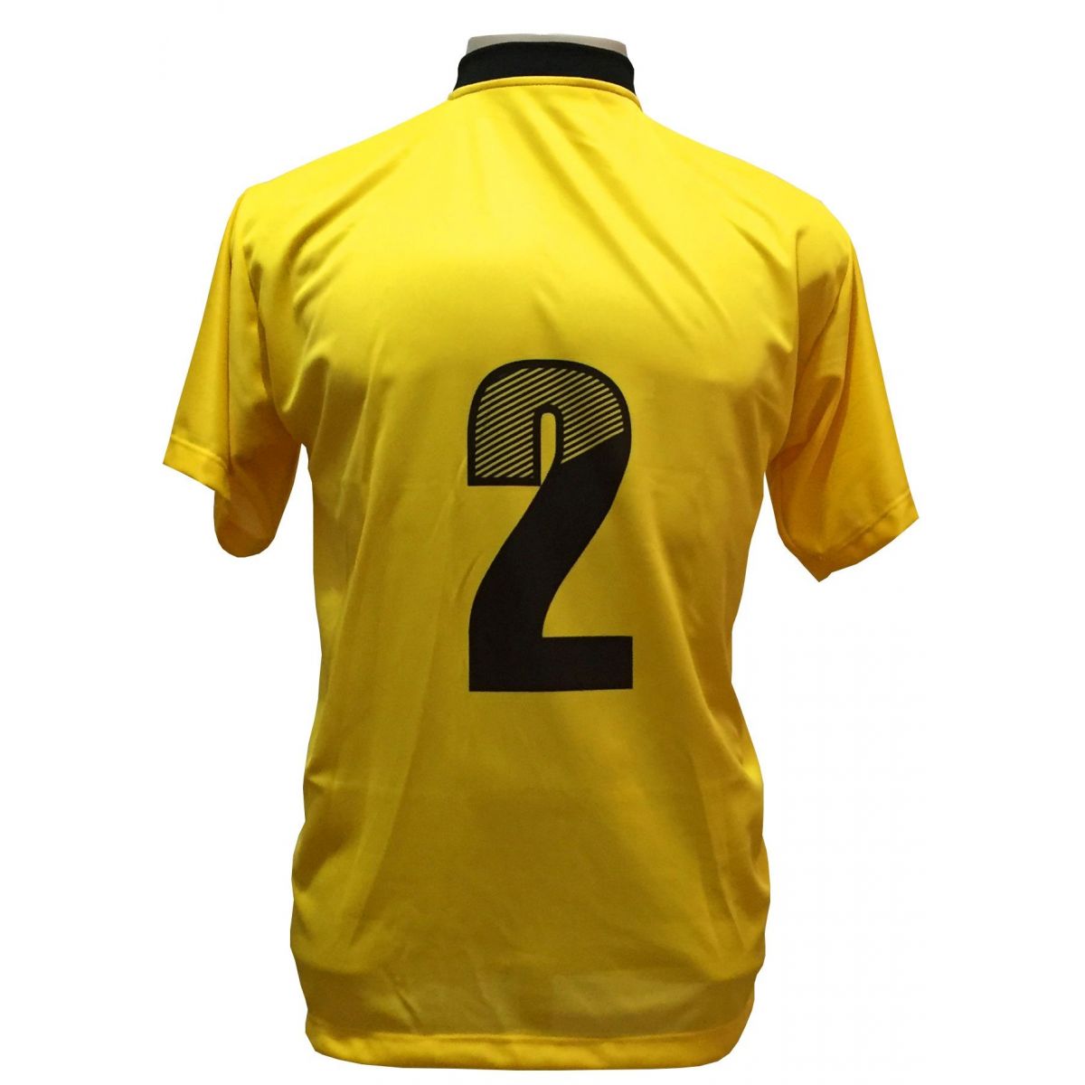 Uniforme Esportivo com 18 camisas modelo Roma Amarelo/Preto + 18 calções modelo Madrid + 1 Goleiro + Brindes