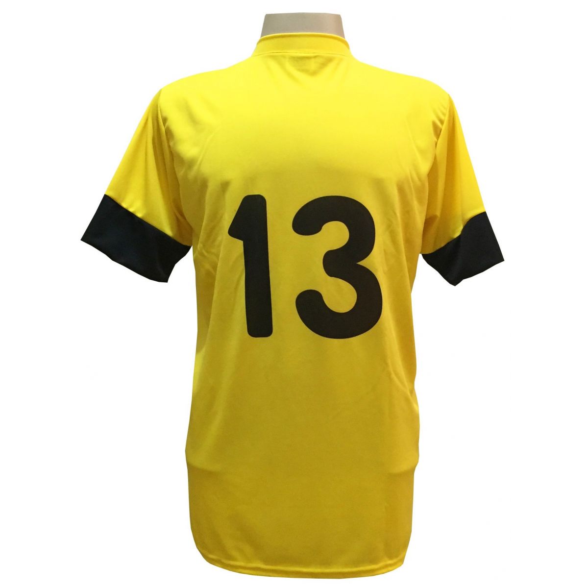 Jogo de Camisa com 18 unidades modelo Columbus Amarelo/Preto + 1 Goleiro + Brindes
