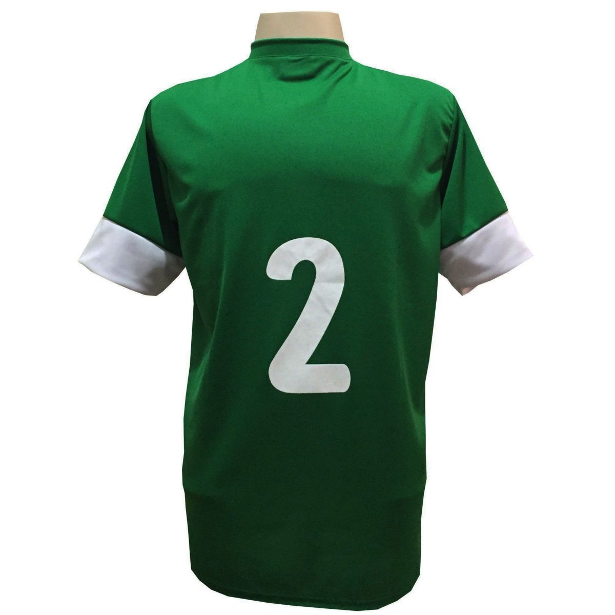 Uniforme Esportivo com 18 camisas modelo Columbus Verde/Branco + 18 calções modelo Madrid Verde + Brindes