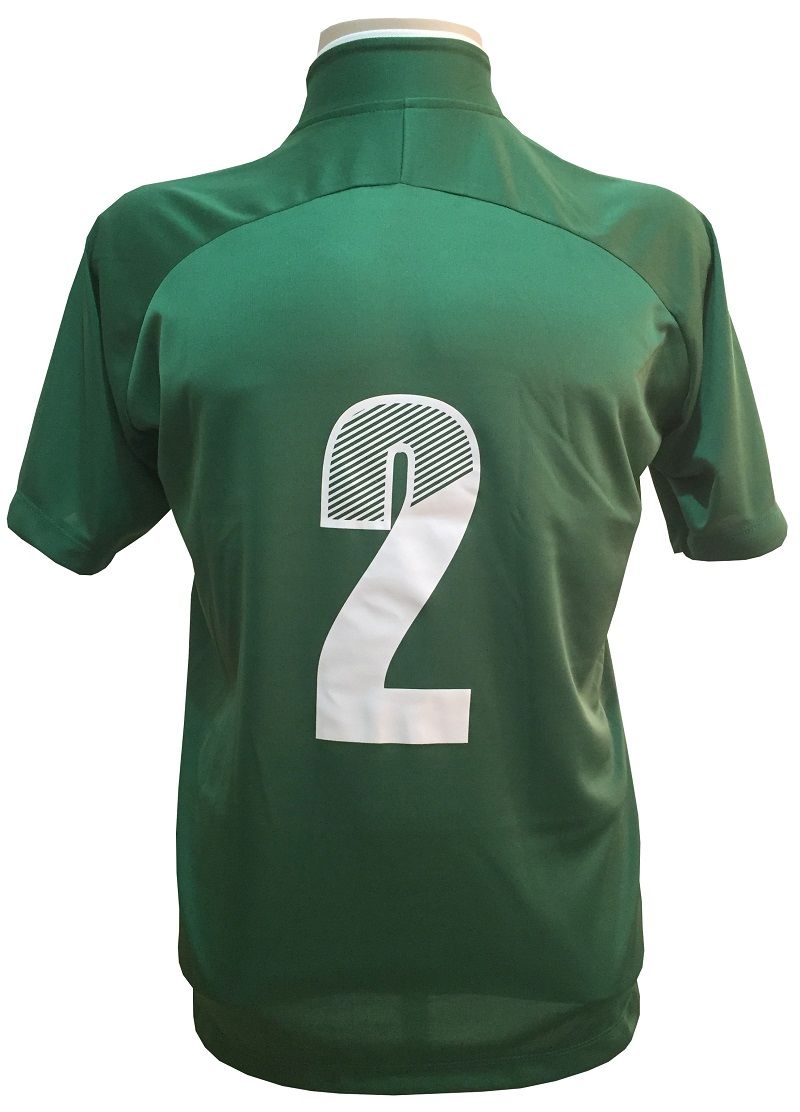 Fardamento Completo modelo City 12+1 (12 Camisas Verde/Branco + 12 Calções Madrid Verde + 12 Pares de Meiões Verdes + 1 Conjunto de Goleiro) + Brindes