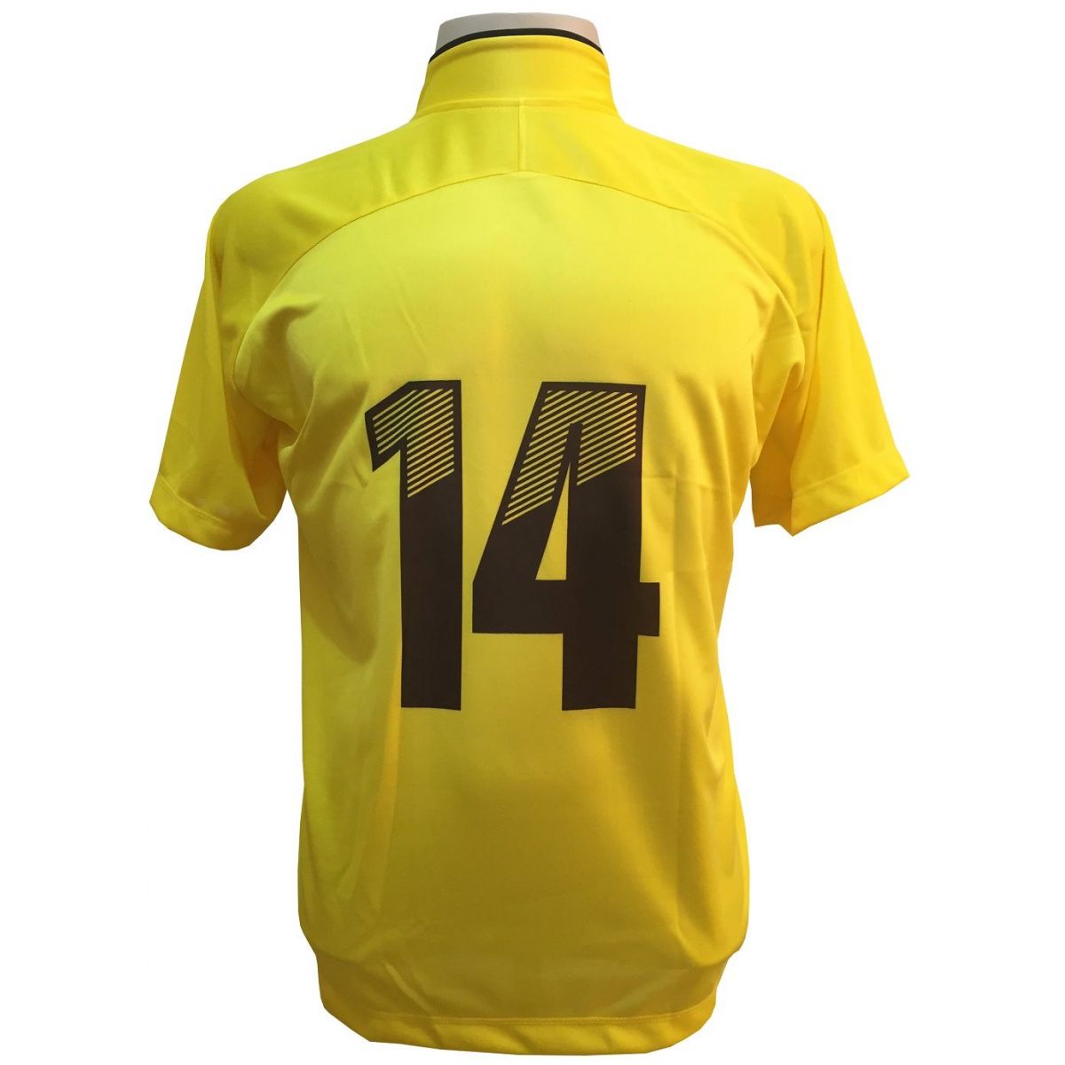 Uniforme Esportivo com 12 camisas modelo City Amarelo/Preto + 12 calções modelo Madrid + 1 Goleiro + Brindes
