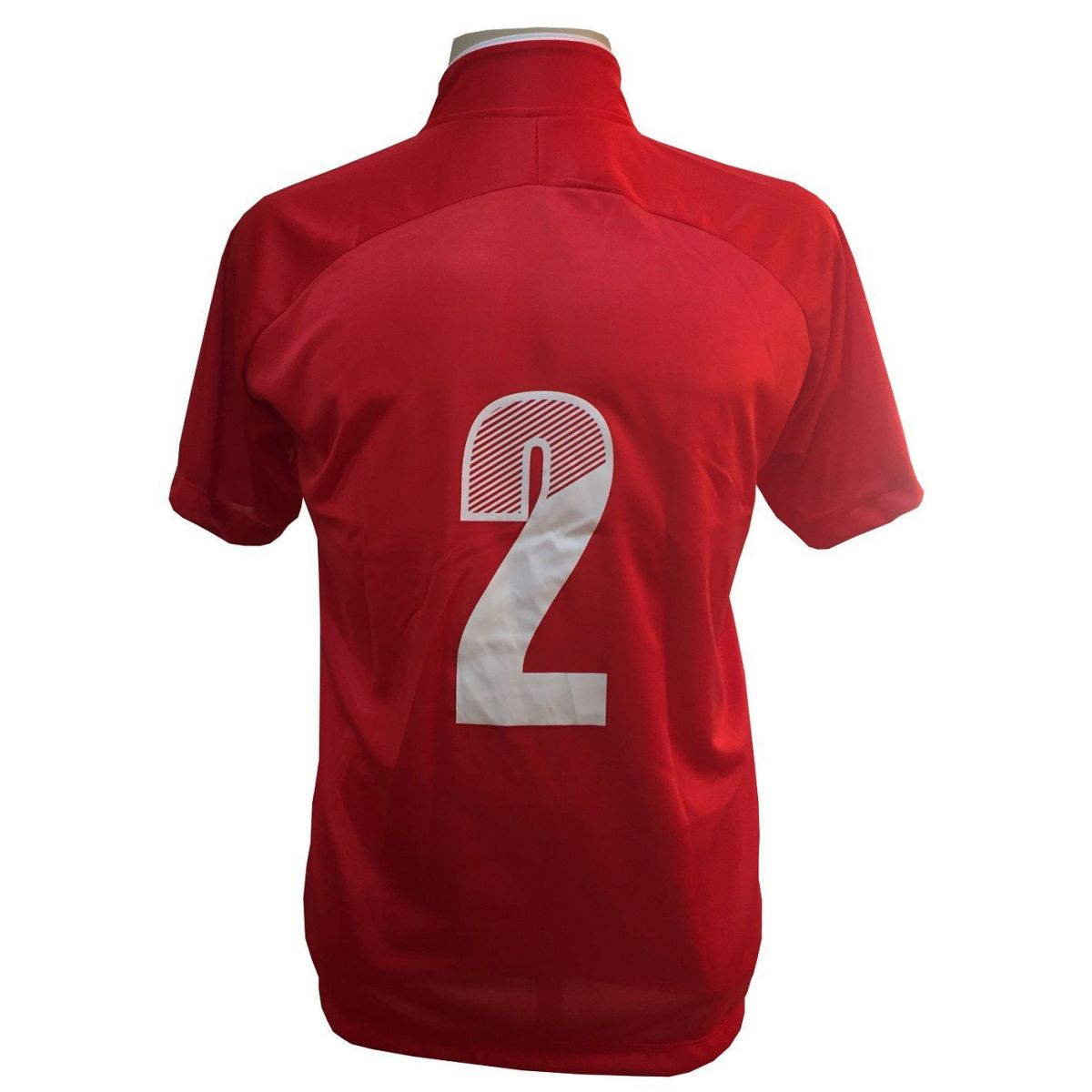 Uniforme Esportivo com 12 camisas modelo City Vermelho/Branco + 12 calções modelo Copa Vermelho/Branco + Brindes
