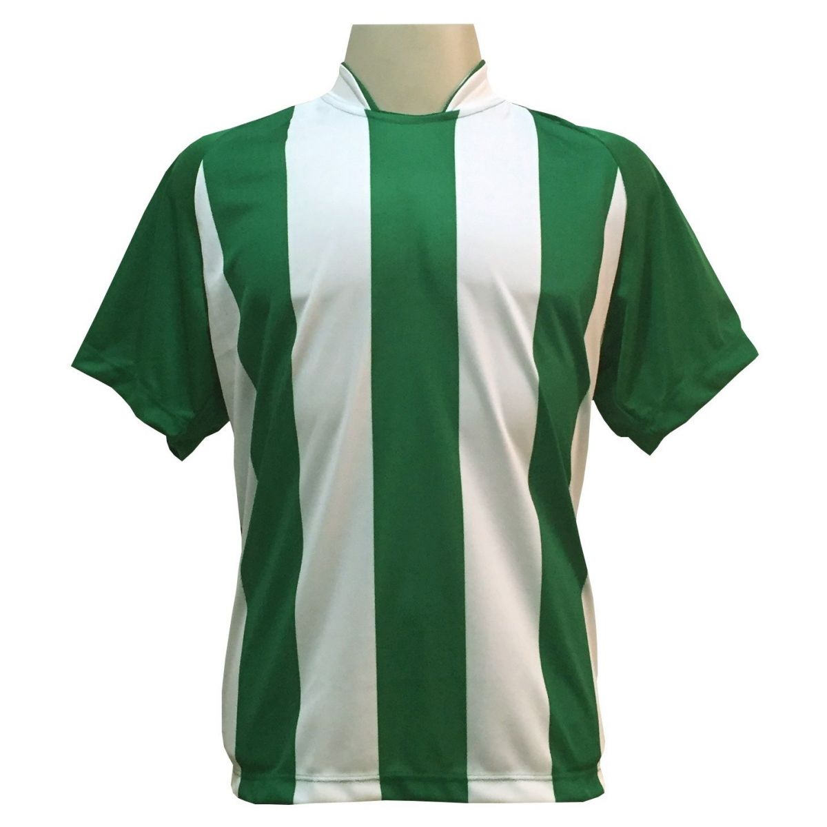 Jogo de Camisa com 12 unidades modelo Milan Verde/Branco + 1 Goleiro + Brindes