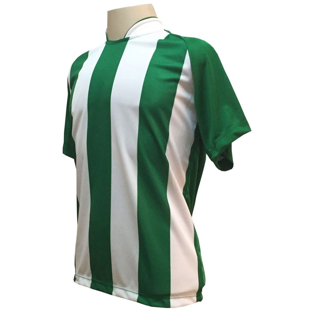 Uniforme Esportivo com 12 camisas modelo Milan Verde/Branco + 12 calções modelo Madrid Verde + Brindes