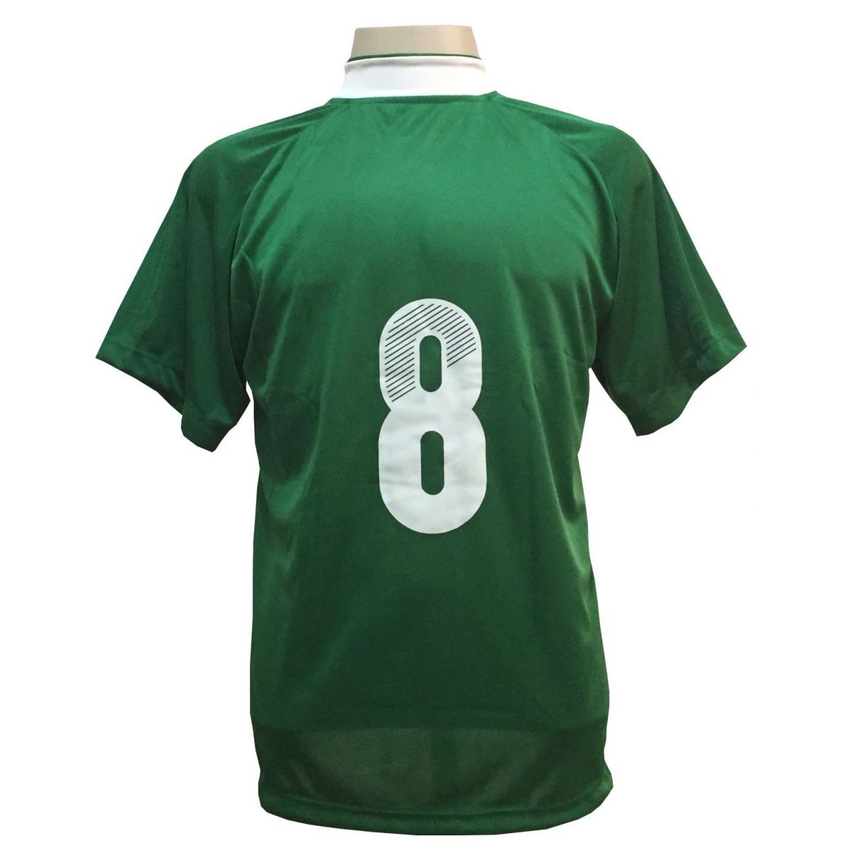 Uniforme Esportivo com 18 camisas modelo Milan Verde/Branco + 18 calções modelo Madrid Verde + Brindes
