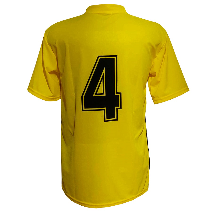 Uniforme 20+1 Camisa Amarelo/Preto, Calção Preto e Goleiro