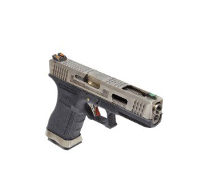 Pistola Airsoft WE Glock G17 T7 GBB Metal e Polimero Preta / Prata - Calibre 6 mm # - MAB AIRSOFT