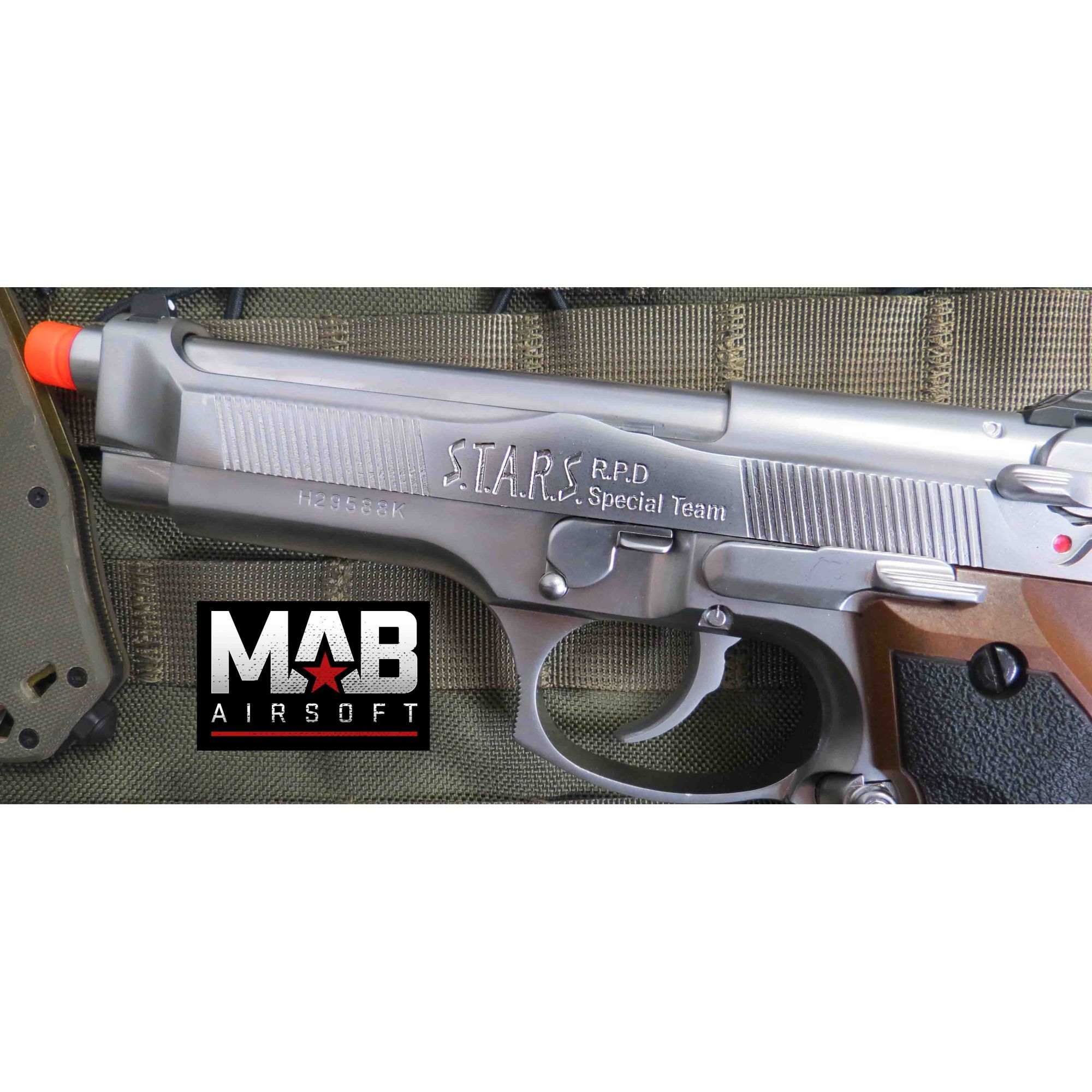 Pistola Airsoft WE M92 Bioharzard Gen. 2 Chrome - Calibre 6 mm  - MAB AIRSOFT